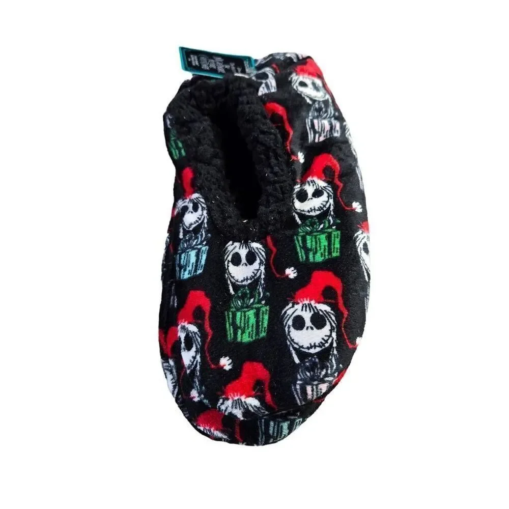 Nightmare Before Christmas Slippers Disney Woman's Size 7-9.5 Fuzzy Baba Sherpa